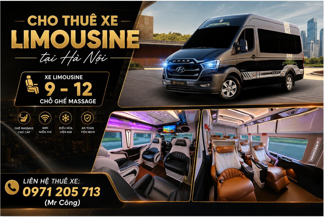Thuê xe limousine tại Hà Nội – Ghế Boeing massage cao cấp cho doanh nhân và gia đình